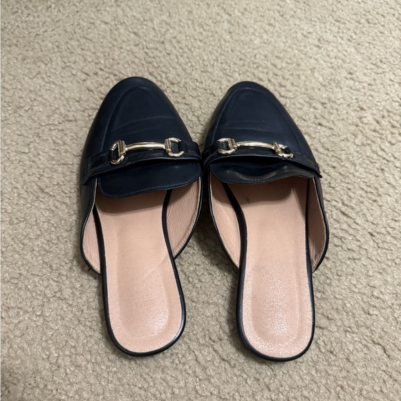 Black Faux Leather Mules with Horsebit Detail - Picture 3 of 3